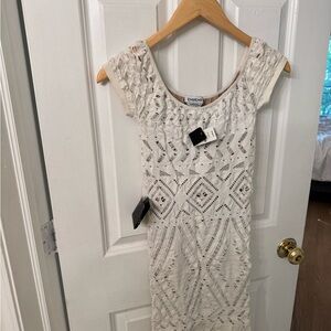 Bebe Cream Lace Mini Dress